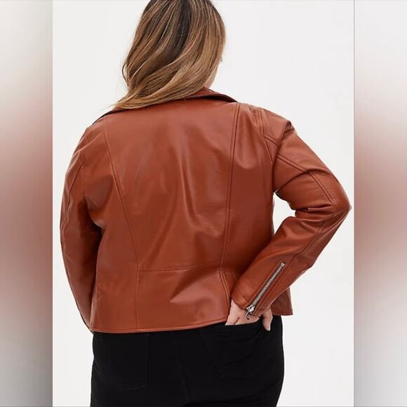 Torrid Vegan Motorcycle Style Jacket - Cognac - Picture 2 of 8
